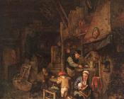 阿德里安 扬斯 范 奥斯塔德 : Interior with a Peasant Family